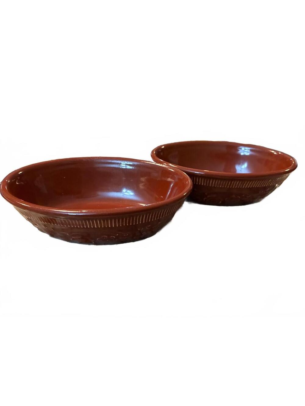Set of 2 TST Genuine Ovenware USA brown oval baking dishes